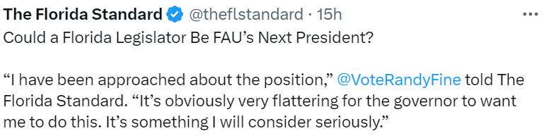 Scott_Maxwell's tweet photo. It's like someone decided FAU was having too good of a week with the Final 4 - and decided to dump all over them.
Imagine the headline:
"Politician who threatened Special Olympics, called a female critic a 'whore' and once proposed shutting down UCF to lead Florida university." https://t.co/PzFFXJybSL