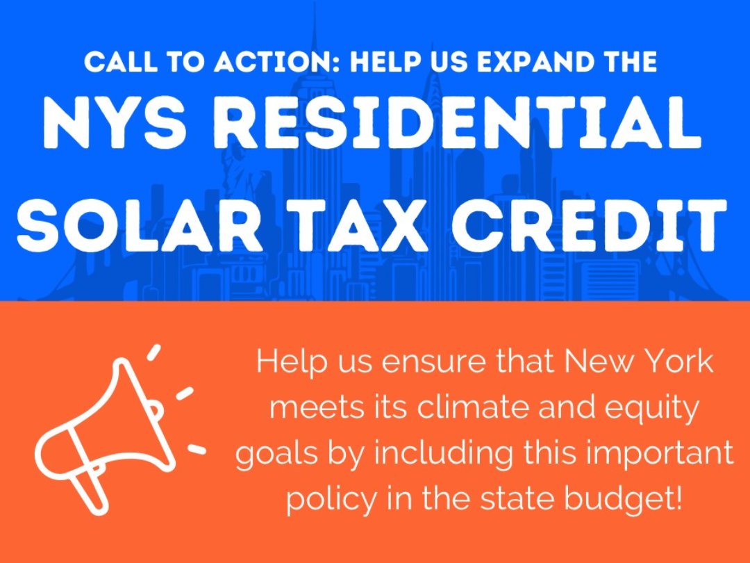 Help us make solar more accessible for ALL New Yorkers!

Tell elected officials in Albany that it's time to expand the state tax credits that help ALL New Yorkers go solar.

solarunitedneighbors.org/solar-advocacy…

#solar #greenenergy #newyork #advocacy #nyc #state #expansion #policy