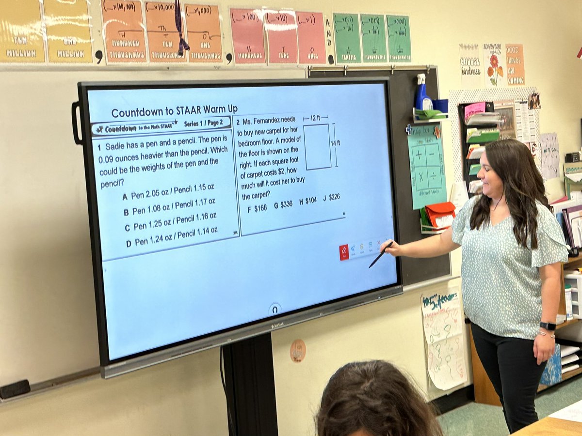 matadoredtech's tweet photo. 🎸Guess who’s already rockin’ and rollin’ with her new technology? 🤩 Mrs. Green is using her interactive Clear Touch to lead STAAR math review with her students! 🖥️  @VogelESISD https://t.co/eMagqaC9we