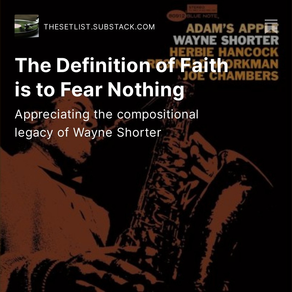 ursus62's tweet photo. My essay on Wayne Shorter the composer.
https://t.co/emJqgGBeYV
#substack #wayneshorter #Jazz #jazzmusic https://t.co/JNyq0hLFa8