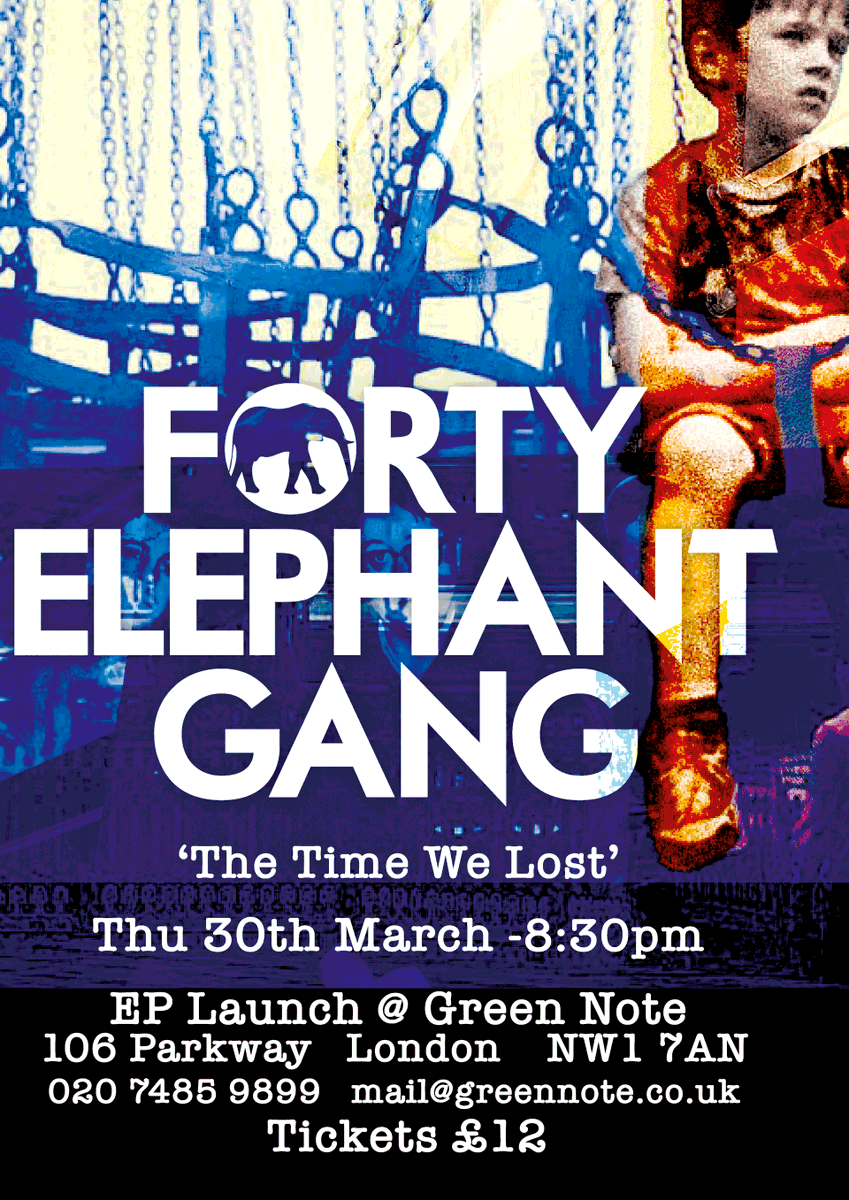 Evansabovepr's tweet photo. Final few tickets for @40elephantgang's 'The Time We Lost' EP launch at Green Note in Camden on Thursday night! Grab them here: https://t.co/UhXd8wwkua

Pre-save the EP here: https://t.co/Rl0dFMWa1o https://t.co/Ppdw9Isf8M