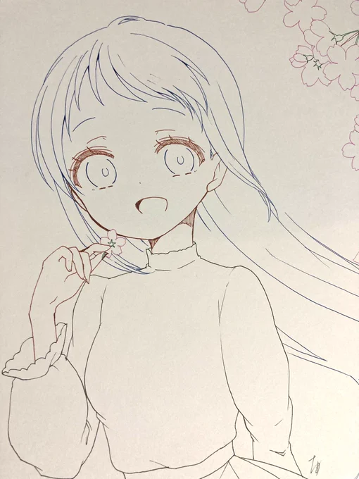 山風ちゃん描くと言ってたけど、私服が嬉しすぎて2枚目描いてる京都持っていきます 