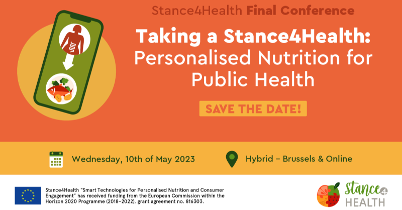 SciFoodHealth's tweet photo. 🚨 SAVE THE DATE!

The #Stance4Health Final Conference is coming up on May 10th! Learn about personalised nutrition &amp; gut microbiome optimisation to tackle non-communicable diseases (#NCDs). Don't miss this chance to learn, network &amp; get inspired!

Register by clicking below 👇