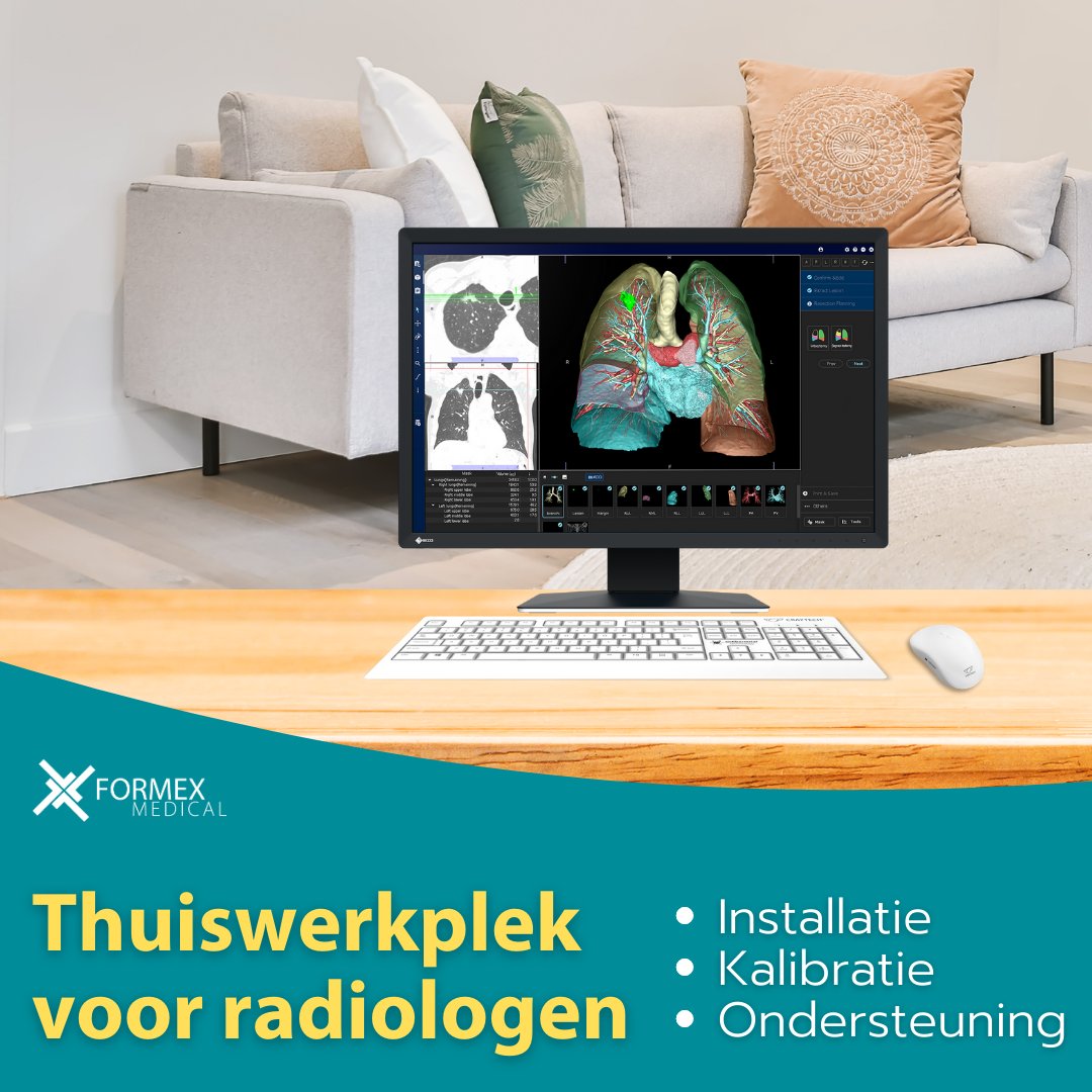 FormexMedical's tweet image. Voor radiologen heeft thuiswerken vooral voordelen. Wij kunnen prima helpen met het installeren, ondersteunen en kalibreren van dit soort thuiswerkplekken. En met het opstellen van mooie rapporten daarvan. Zo maken we zowel de radiologen als de beheerders blij. 🙂