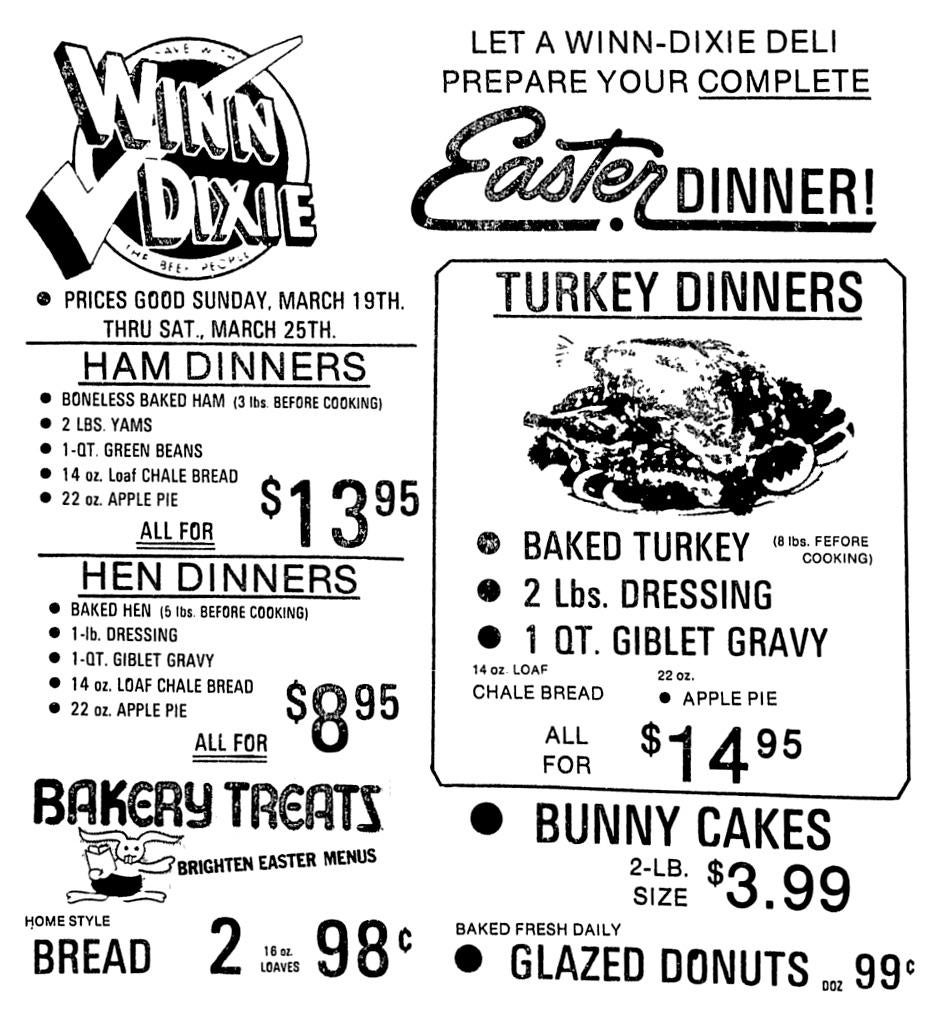 ItsaWinnWin's tweet photo. So it's Throwback Tuesday not Thursday here is an Easter Weekly deals paper that looked like last week but in 1978.
#WinnDixie #ItsaWinnWin https://t.co/yDRk6dTyOD