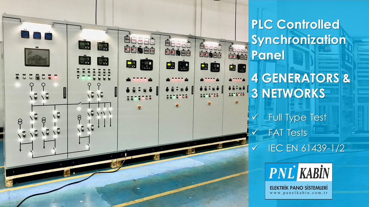 PANEL_KABiN's tweet image. 🔷 PLC Kontrollü Senkronizasyon - Çoklu Jeneratörlerin Çoklu Şebeke ile Paralel Çalışması  
🔷 PLC Controlled Synchronization - Multiple Generator Sets Paralleled with Multiple Mains
#Form4B #FullTypeTest #TSE #SeismicTest #ElectricalSwitchboards #ElectricalEnclosures #Siemens