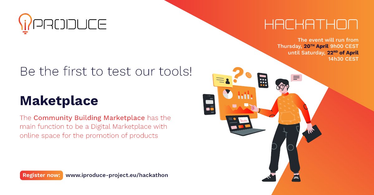 #makers, #diy enthusiasts, #productdesign wizards - we present you the Marketplace, a hub for community building, where you can:
👥 Create or join a team
💡 Brainstorm and prototype new products
🛠️ Access tools for managing your local user communities
🔗iproduce-project.eu/hackathon/
