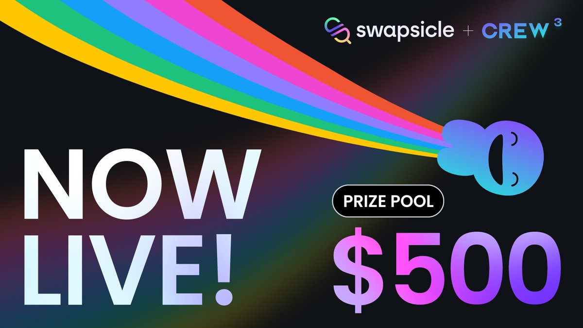 Swapsicle x <a href="/crew3xyz/">Kasih Sayang</a> is LIVE🌈

Starting NOW until April 30th. 🗓️

New quests added throughout the month!

500 $USDC prize pool, 10 winners🏆

Smash the challenges ⚔️
Climb the leaderboard 📈
Earn BIG rewards 💰

#Web3 #Crypto #community 

Learn more⤵️
medium.com/@swapsicle/swa…