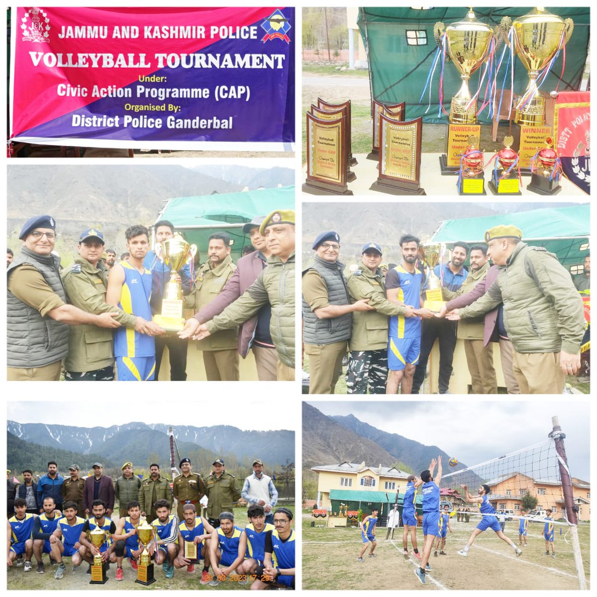 Gbl_Police's tweet photo. #UnderCivicActionProgram; Volleyball Tournament organised by Ganderbal Police in which 16 teams participated concluded with a grand Finale. SSP Ganderbal @NikhilB__IPS distributed prizes and cash to the winners & runners up teams.
@JmuKmrPolice
@KashmirPolice
@sujitpchauhan https://t.co/GGFC3jWUWr