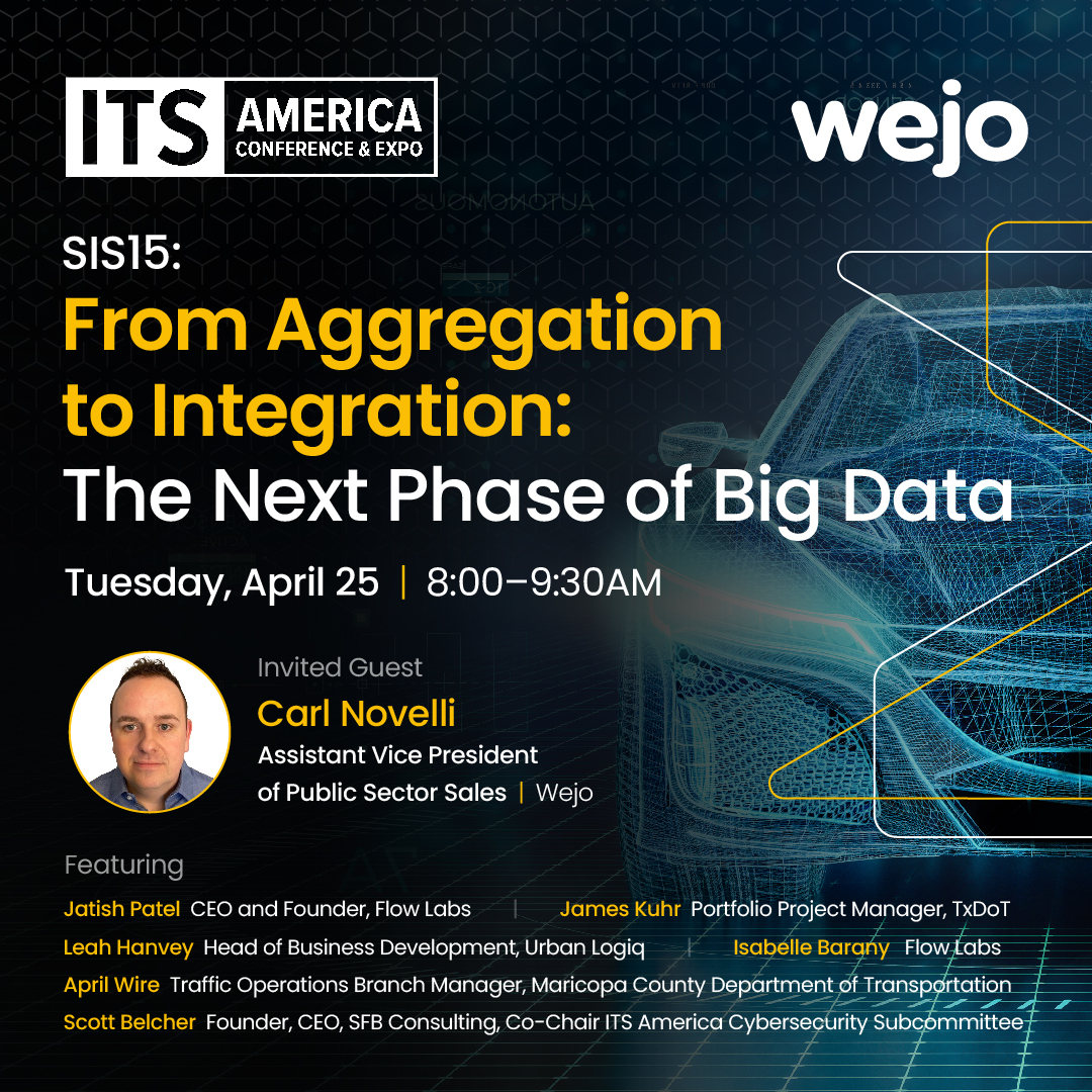 wejoHQ's tweet photo. 📣 Event alert: @ITS_America  📣

Join us for a panel session on April 25th, and discover the next phase of big data with transportation industry leaders 💡

Learn more: https://t.co/HQgHs8z5IN

#SmartMobilityForGood™ #DataForGood™ $WEJO https://t.co/aoEcMzTrLW