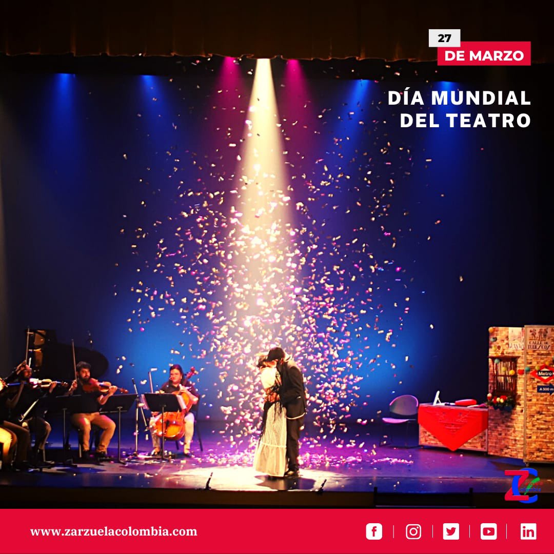 Con @ZarzuColombia, ¡feliz #díamundialdelteatro! Aquí, nuestro UN MANOJO DE #ZARZUELA.
 “Teatro lírico desde el presente y para el futuro”
#unmanojodezarzuela #teatrolírico
#NoSóloGéneroChico #zarzuelaenColombia #LíricaenColombia #Colombia #ArtistasColombianos