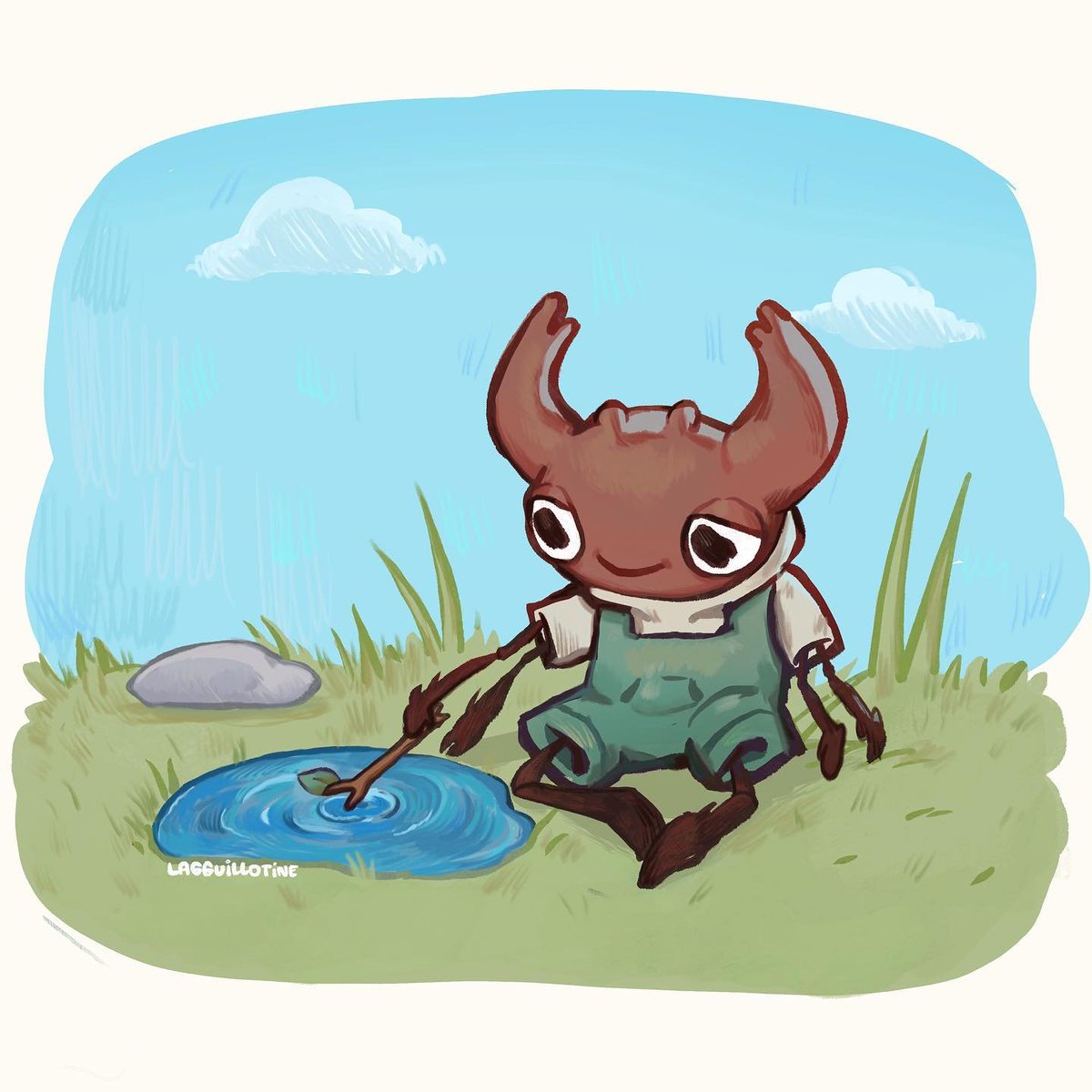 LagGuillotine's tweet photo. Stan playing with a puddle, reminiscing over the rainier days during these hot days
Iโve been hovering over this sketch for a while and finally got to just doodling over it until i like it
#stanthestag #dailysketch https://t.co/9WoMDhLDIr