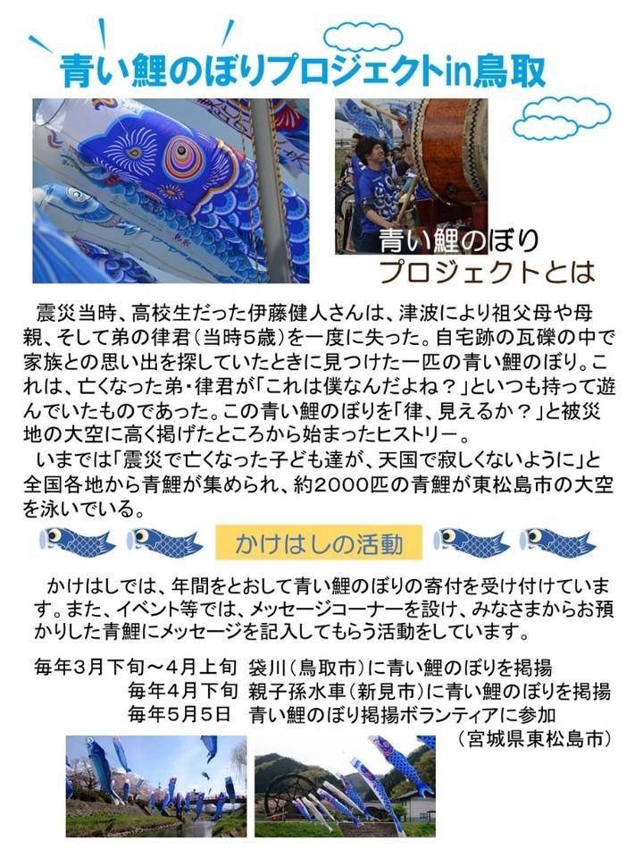 青い鯉のぼりを災害復興の為に寄付しませんか？