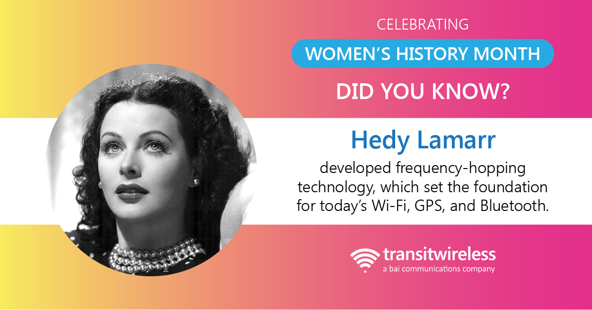 In honor of #WomensHistoryMonth, we’re highlighting the achievements of Hedy Lamarr, an actress and inventor! 

In the 1940s, Hedy developed frequency-hopping technology, which set the foundation for today’s Wi-Fi, GPS, and Bluetooth.

#WHM2023 #Technology #WiFi #GPS #Bluetooth