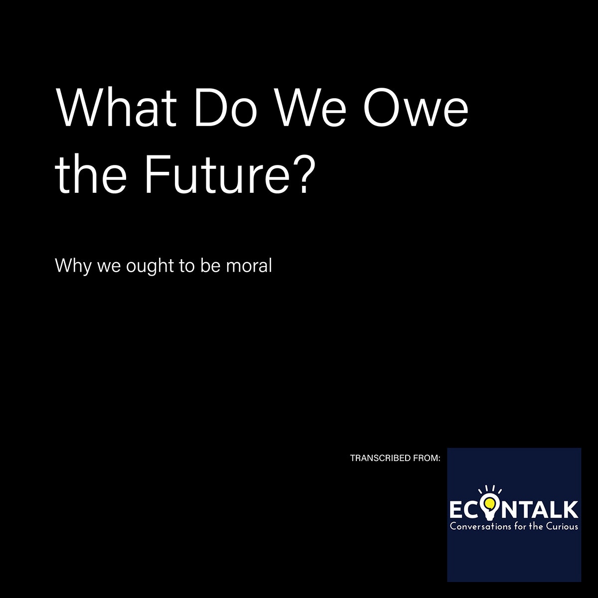 podreadmag's tweet photo. "...this is one of the deepest questions in philosophy, which is: why ought I to be moral? And, I think, ultimately, there’s no non-circular answer."
Read @willmacaskill's full conversation from @EconTalker in Issue 9 of The Podcast Reader.
Order at https://t.co/a6JhkcaXMx https://t.co/GrsDjnJPYz
