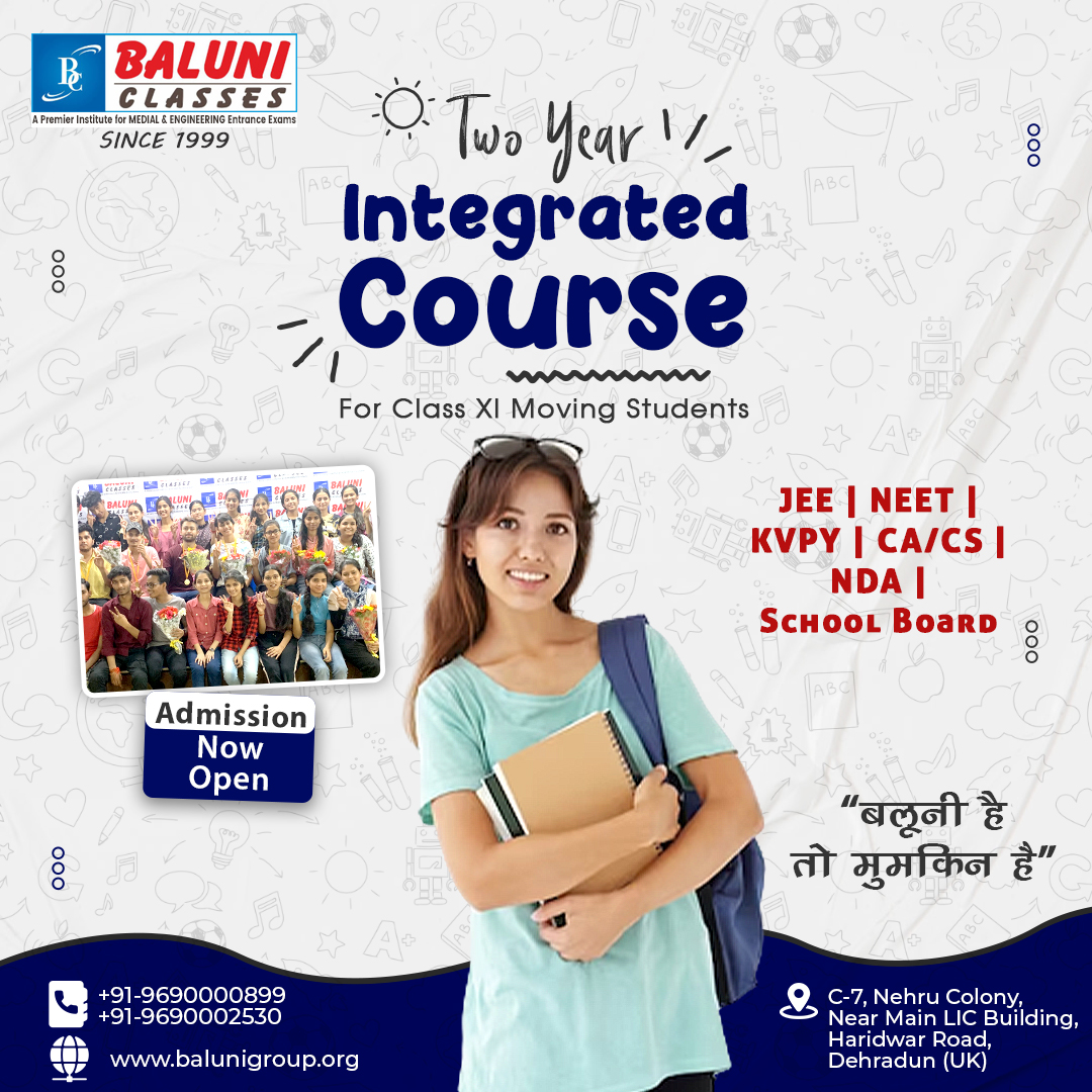 BaluniClasses's tweet photo. Baluni Classes provides professional and experienced tutors to help your child excel in competitive Exams like NEET and JEE.

Visit - https://t.co/CbBVTjcSlG
Contact No : +91-9690000899

#integratedcourse #neet2023 #neet2024 #jeemain2023 #jeemains2024 #compitition #medicalexam https://t.co/8yyqU83qv0