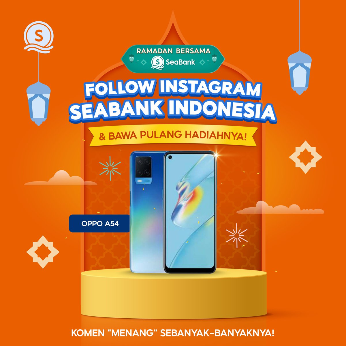 SeaBankID's tweet photo. BAWA PULANG OPPO A54 GRATISSS😍

FOLLOW INSTAGRAM SEABANK 👉🏻https://t.co/5sxrPZVhvs dan dapatkan kesempatan MENANGIN HADIAHNYA! Yuk LIKE &amp; REPLY "MENANG" sekarang untuk perbesar kesempatan kamu~ https://t.co/IFzUZfz5Qn
