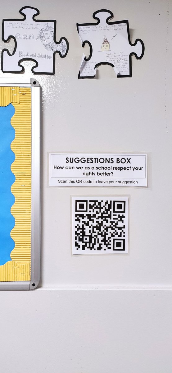 SDHS_RRS's tweet photo. YOUR VOICE MATTERS! We've now set up a 'Suggestions box' to take in any ideas as to how you'd like your rights better respected in the school! Pop by block 4 to scan the QR code and fill up a form 📩 https://t.co/OSIj2zo7ME