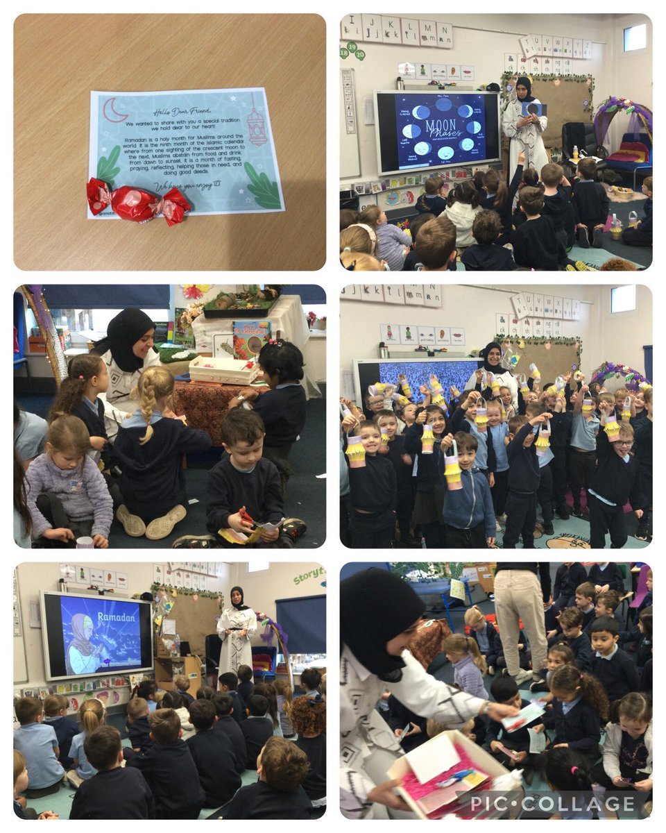 This morning we were lucky enough to have Seba’s mummy come into school and teach us about Ramadan and Eid. #understandingtheworld @AcreHall