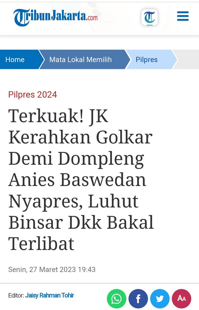 Kita lihat sampai di mana pak tua ini bermanuver. Sepertinya caplin akan mainkan erlangga hartarto dampingi anies untuk ambisi jd presiden. Ambisi caplin. 
Oh iya  disini jgn lagi bicara bocil, bukan levelnya. Bocil sdh di bungkam melalui piagam. 
😀