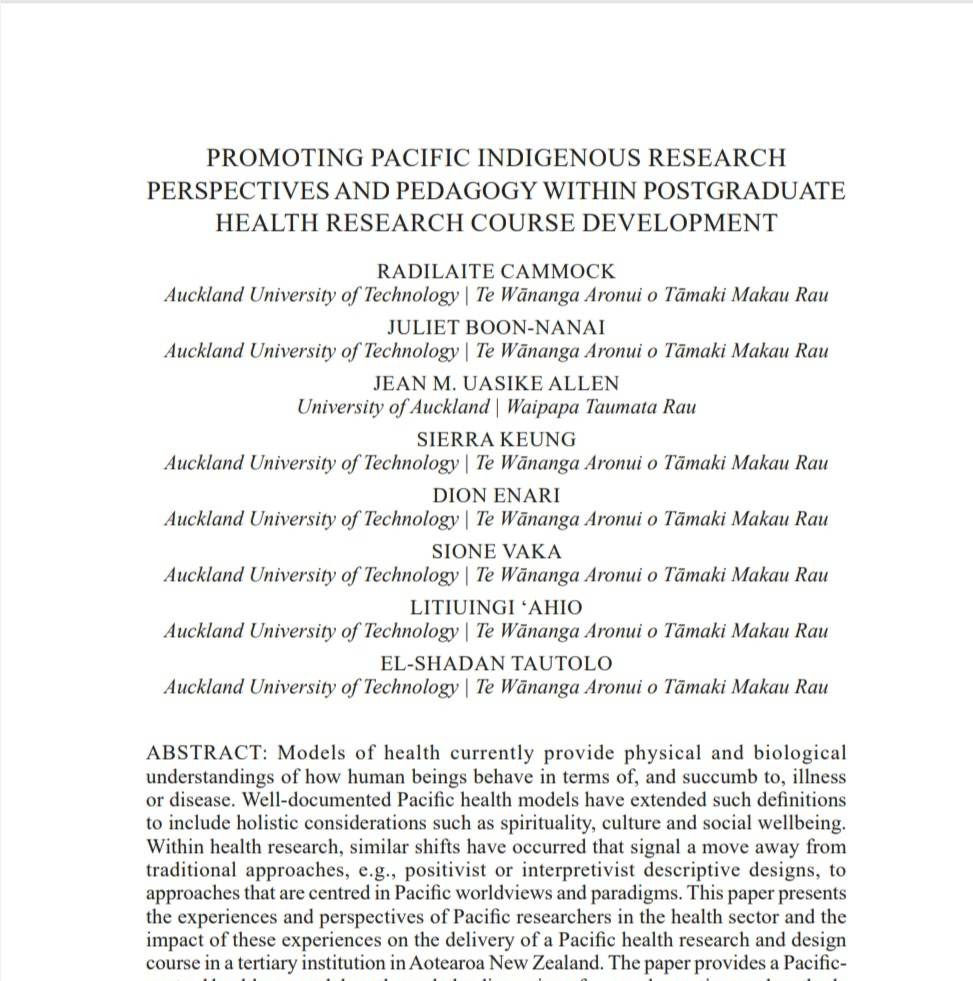 A new article is out now from our Pacific team about postgraduate Pacific health research course development. See the link for the article! 
thepolynesiansociety.org/jps/index.php/…
<a href="/AUTuni/">AUT University</a> <a href="/autsphids/">AUTSPHIDS</a>