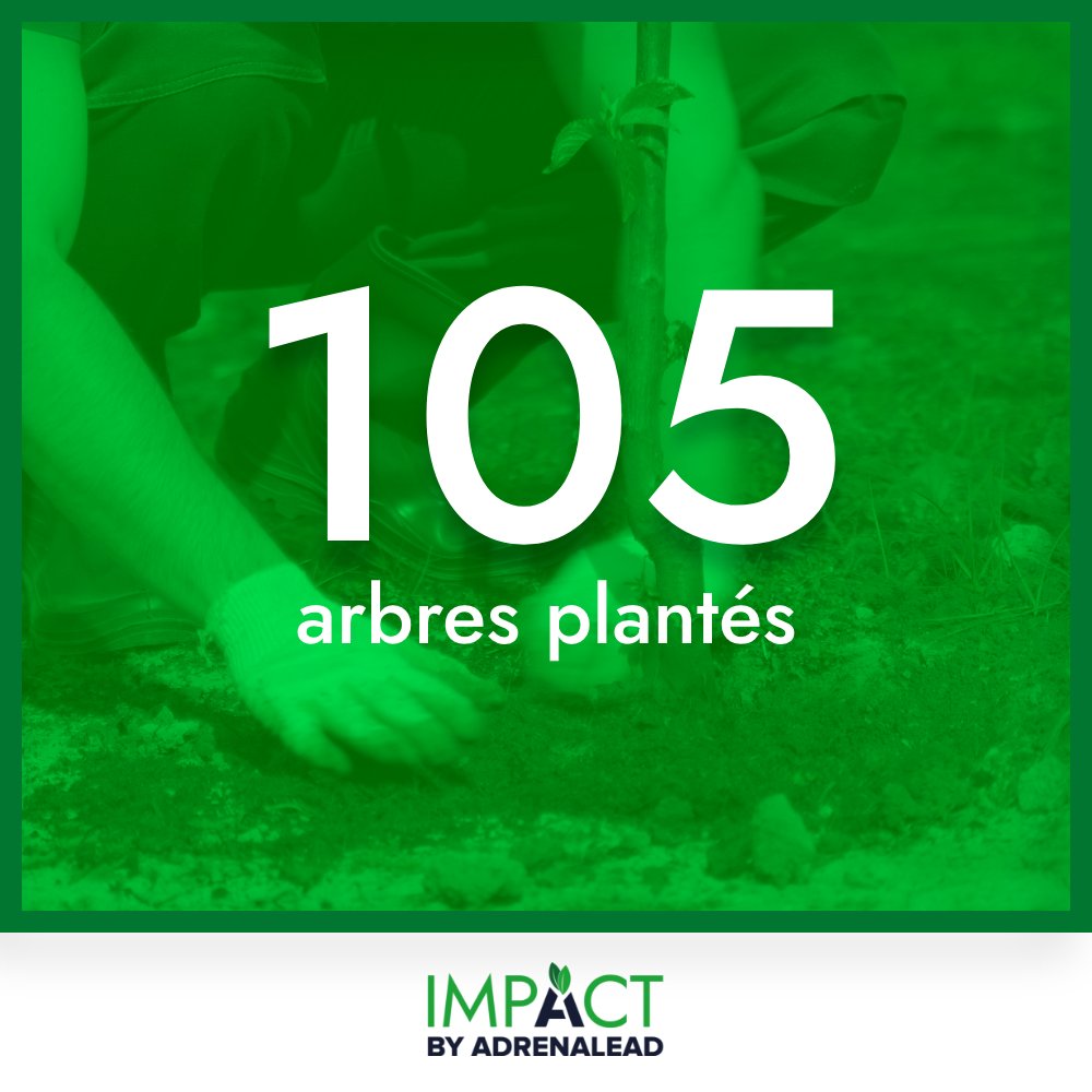 [#IMPACTBYADRENALEAD] 🌍

L’année dernière, notre programme #rse a permis de planter 105 arbres (c'est l'équivalent de 3,15 tonnes de carbone absorbées par an).

Une goutte d’eau à l’échelle de la pollution mondiale, mais chaque geste compte et le combat continue💪