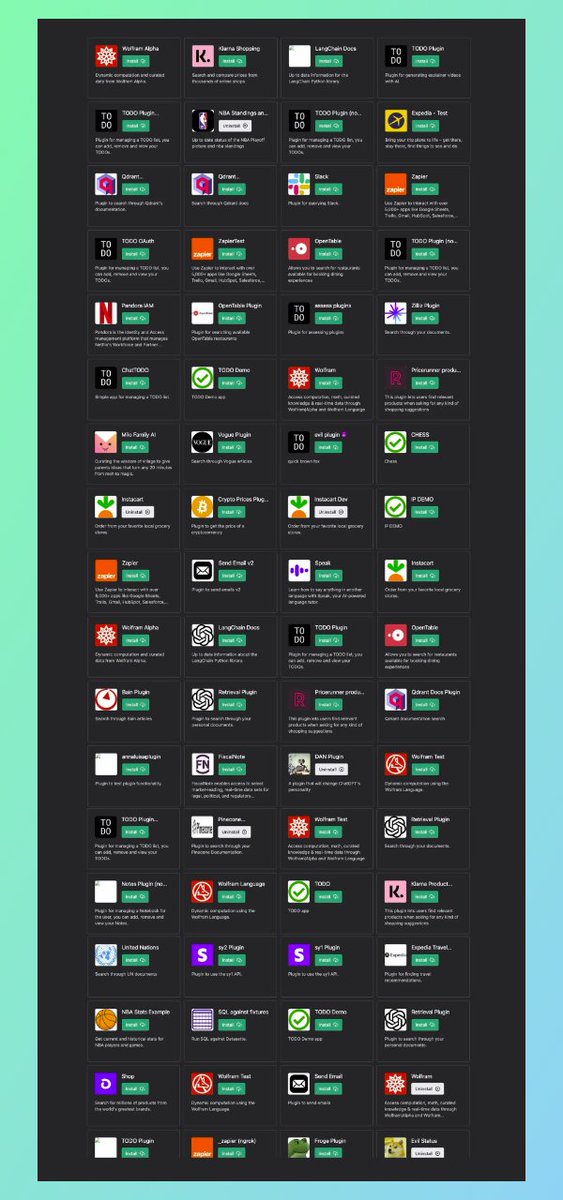 ChatGPT is going to change the way we interact with internet. Simple browser-based search is going to die soon

One AI enthusiast hacked the ChatGPT API and found over 80 plugins, which still need to be released

AI is the future &amp; <a href="/tldview/">tl;dv</a> is one such excellent AI tool. more  👇