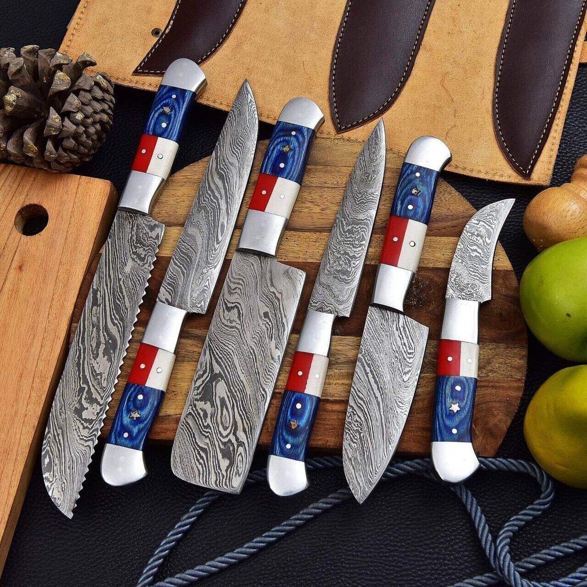 Handmade Damascus Steel Texas Handle Chef Knife Set For Sale
PM sent if anyone is interested!