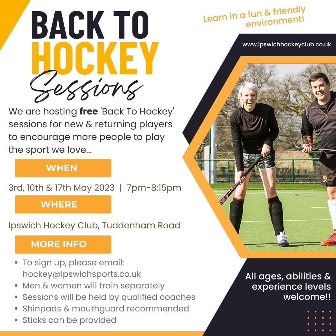 IpswichHC's tweet photo. FREE hockey sessions run by our superb coaches. 
Grab a friend, come along &amp; join the hockey family. 
No previous hockey experience needed. @ipswichsports @BBCSuffolk @S3venGroup @EastAreaHockey @SuffolkHockey @EnglandHockey https://t.co/8q9YqZy5Be