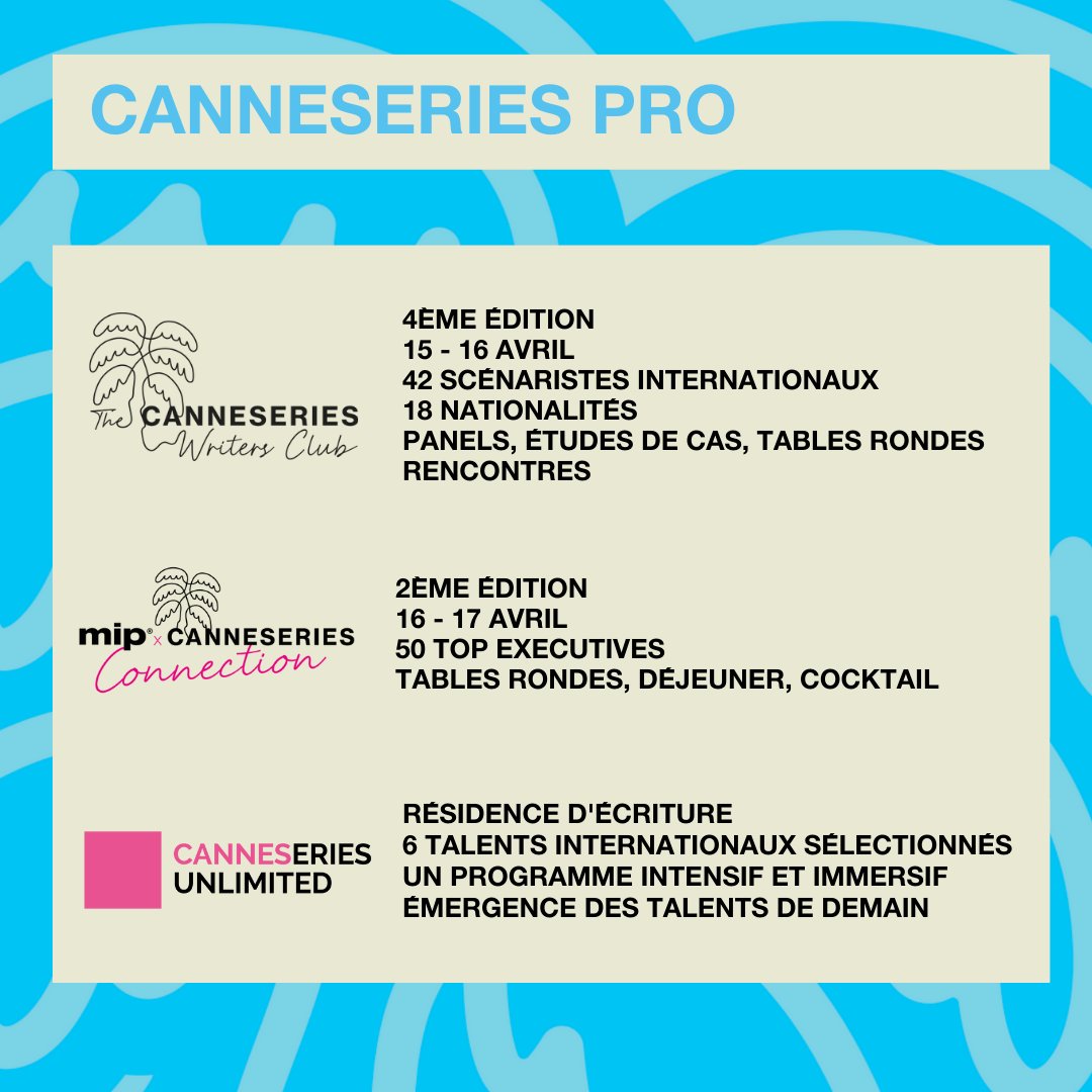 CANNESERIES's tweet photo. Les événements professionnels de  #CANNESERIES permettent aux scénaristes et aux des professionnels de la fiction télé internationale de haut niveau de se retrouver pour partager leurs expériences et nourrir leur réseau, en parallèle du @mip ⤵ https://t.co/wP2nVczqam