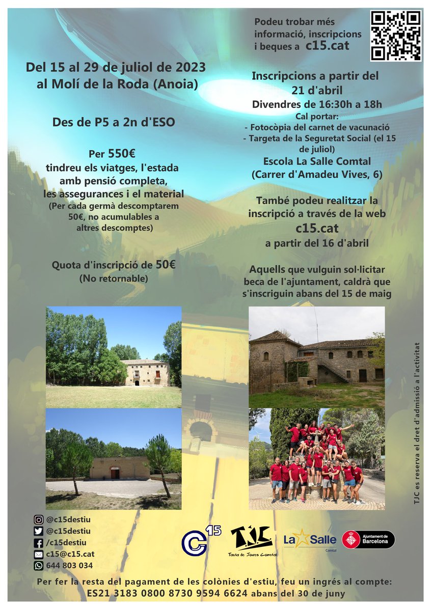 c15destiu's tweet photo. 🚨 Nova propaganda 2023!! 🚨

📝 Inscripcions cada divendres a partir del 21 d'abril i dissabtes amb cita prèvia
⏳ De 16:30 a 18:00h
📌 Presencials al c/Amadeu Vives, 6
📢 Més informació al web https://t.co/qje00ccoCi https://t.co/nKrLH6DABg