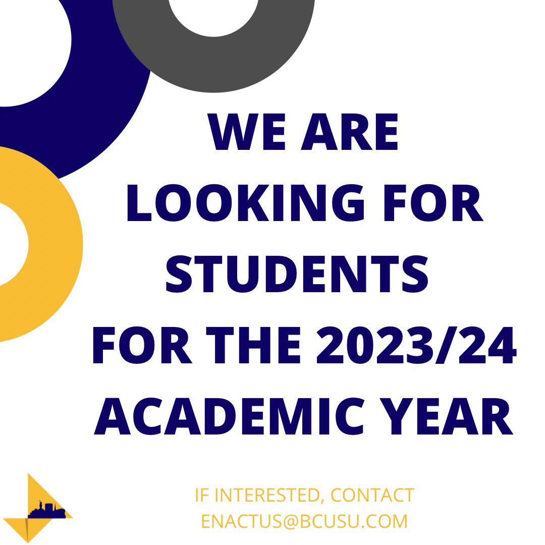 ‼️ATTENTION TO ALL BCU STUDENTS WHO ARE STUDYING IN 2023/24‼️

If you are interested in this once in a lifetime opportunity to learn a society for the upcoming year that could benefit so many individuals, please email enactus@bcusu.com!!! 

instagram.com/p/CqU6hfUt-Hn/…