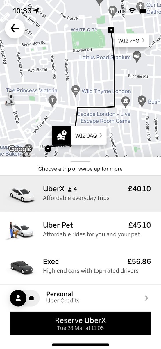 payamedalat's tweet photo. Why, @Uber, do you do this? Same trip, but if I want to book it in advance, it costs £34 more? https://t.co/jZhykLQpR6