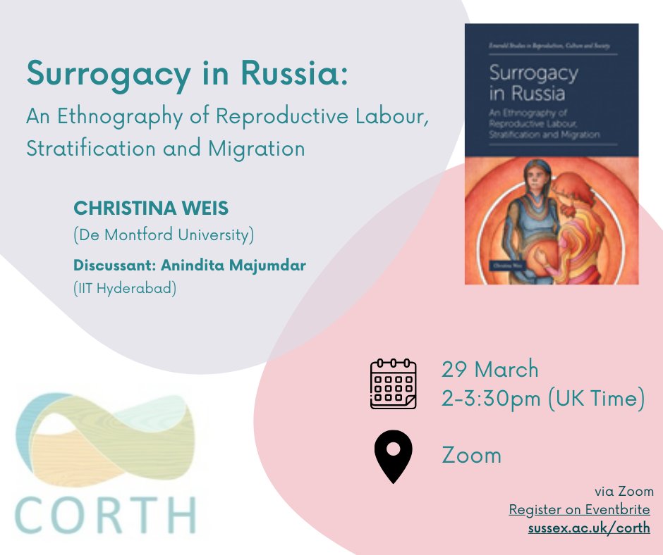 Join us for tomorrow's book talk: 📚Christina Weis 'Surrogacy in Russia' 🗓️29 March, 2-3:30pm Register below to receive the Zoom link🔗 eventbrite.co.uk/e/558747417567