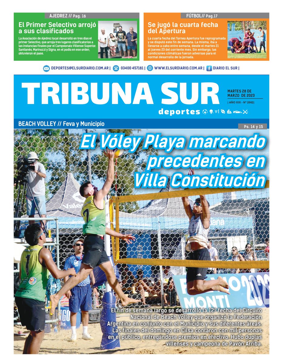 ElSurDiario's tweet photo. Acompaña la edición Nº 2062 de Diario EL SUR el suplemento deportivo Tribuna Sur. Más información en https://t.co/z8qSm2zjyD https://t.co/re6QtuZvaa
