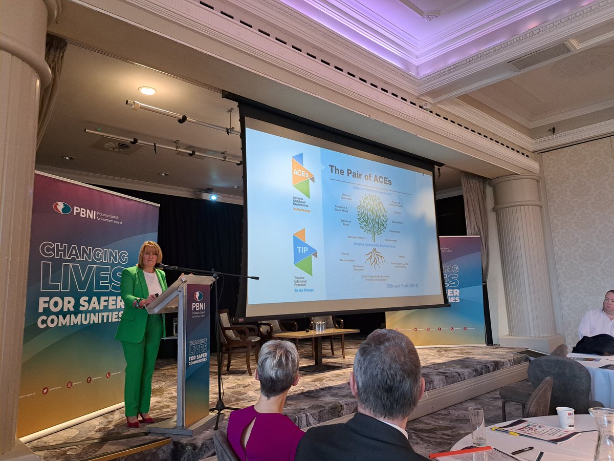 janehmul's tweet image. The @PBNI staff conference on &quot;Supporting our people to provide a trauma informed service&quot; has begun w an inspiring welcome from Amanda Stewart, OBE. Keynote Helen McKenzie from @safeguardingni commends @wendyruns #pairofaces graphic as the best single slide on #ACEs &amp;amp; #trauma.