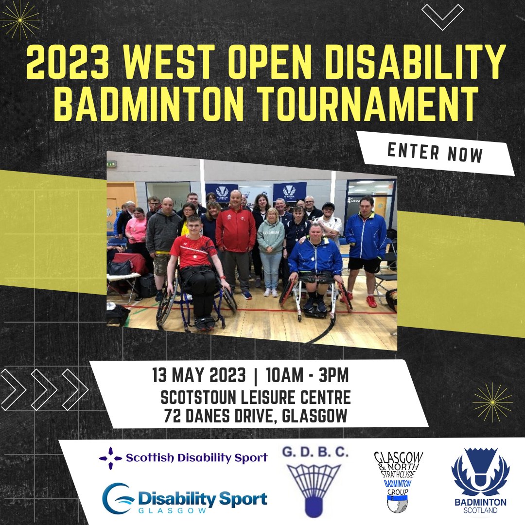 BadmintonScot's tweet photo. 2023 West Open Disability Badminton Tournament 🏸

Entries from across Scotland are OPEN for the 2nd West Open Disability Badminton Tournament.

If you are able to volunteer please contact rdowest@badmintonscotland.org.uk

Read more👇
https://t.co/4WTZaOecwE

#badmintonscotland https://t.co/7iiDAUQXCM