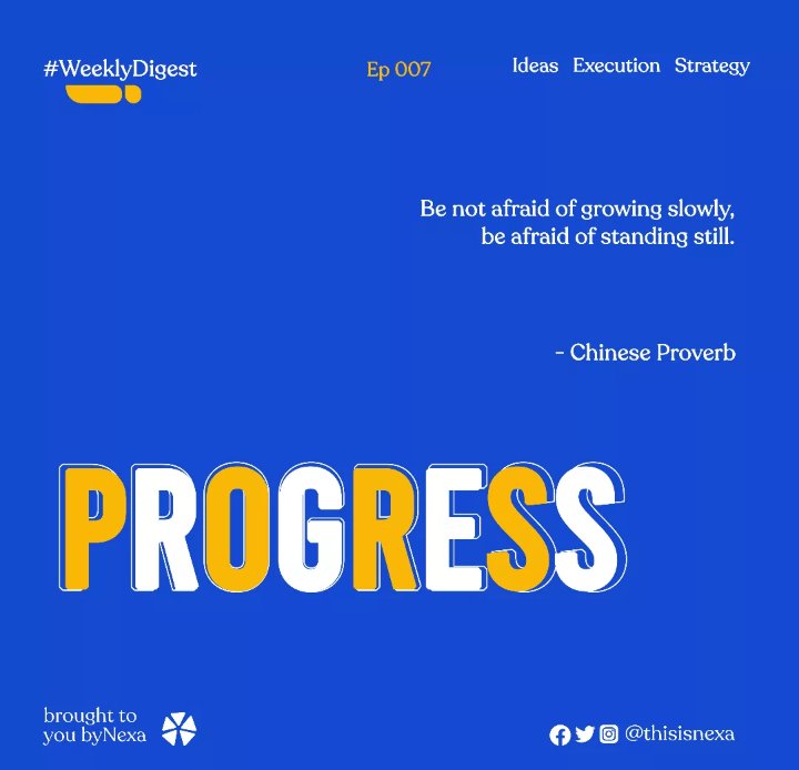 To execute great ideas, be ready to grow at a pace and never remain stagnant.
Even though progress may be gradual, stay positive as you work towards achieving new results.

#nexa #thisisnexa #weeklydigest #progress  #growth  #fyp #explore