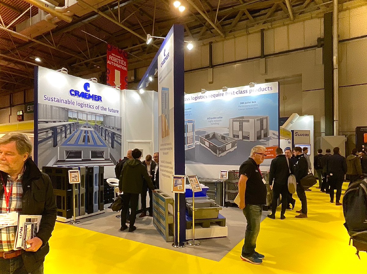 CraemerUK's tweet photo. What a great start to day one already! @IntraLogisteX  is open and busy! See you on stand i222 #ILX23 #plasticpallets #palletboxes #stacknestcontainers #returnabletransitpackaging #sustainability https://t.co/DTk6Yvqudv