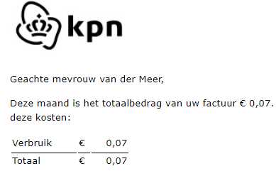 Thoronwen's tweet photo. @KPNwebcare Kunt u mij uitleggen hoe een data-only SIM, die 0€/mnd kost, en die zodra hij zijn datalimiet bereikt langzamer internet geeft maar geen kosten in rekening brengt, een "verbruik" van 7 cent registreert? https://t.co/q8gNbWr6jo