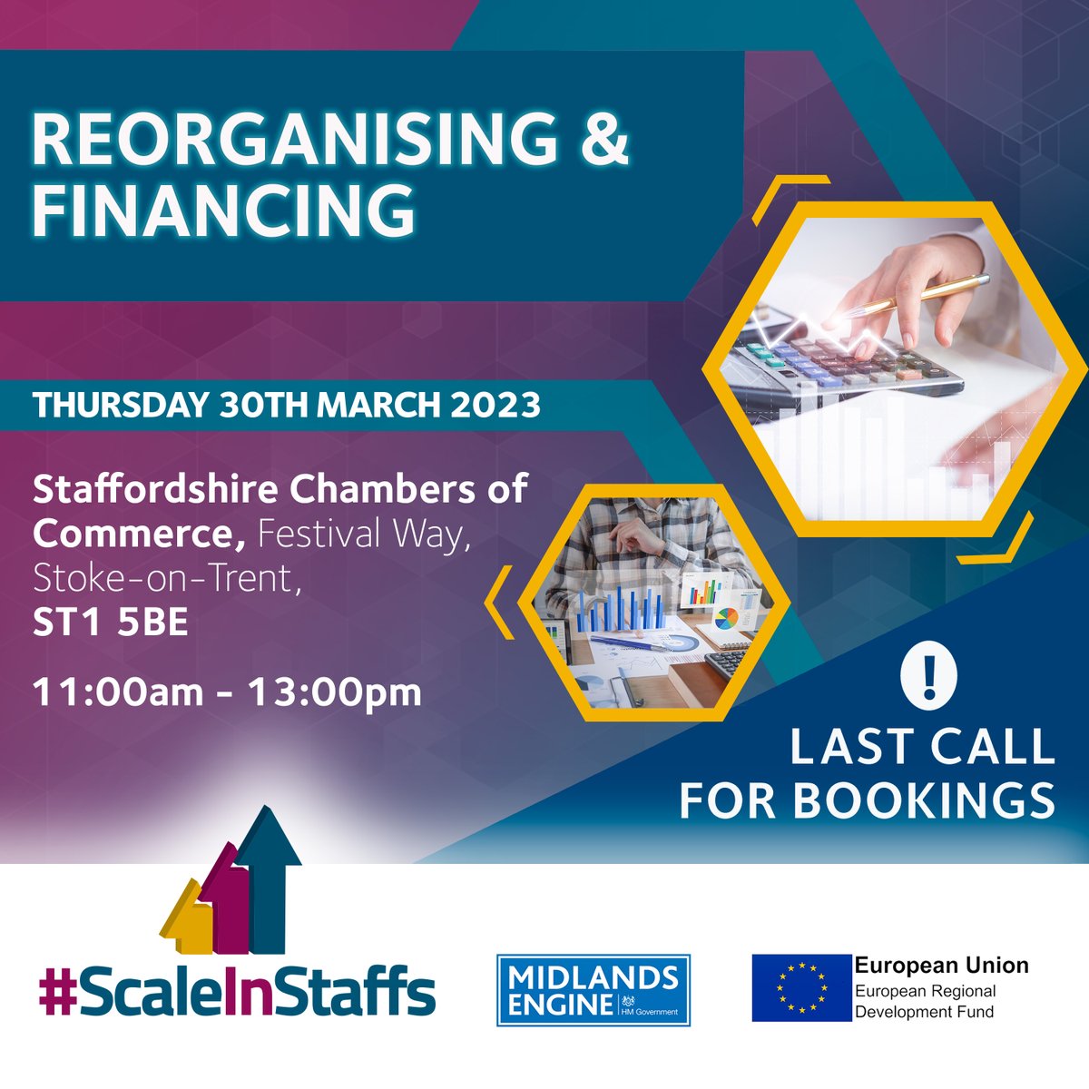 Last call for our  ‘Reorganising & Financing’ seminar with @StaffsChambers and @DJHMittenClarke!

Register your interest here: stokestaffsgrowthhub.co.uk/event/reorgani…

#ScaleInStaffs #Growth #ScaleUp #Staffordshire #Businesses #EDRF #MidlandsEngine