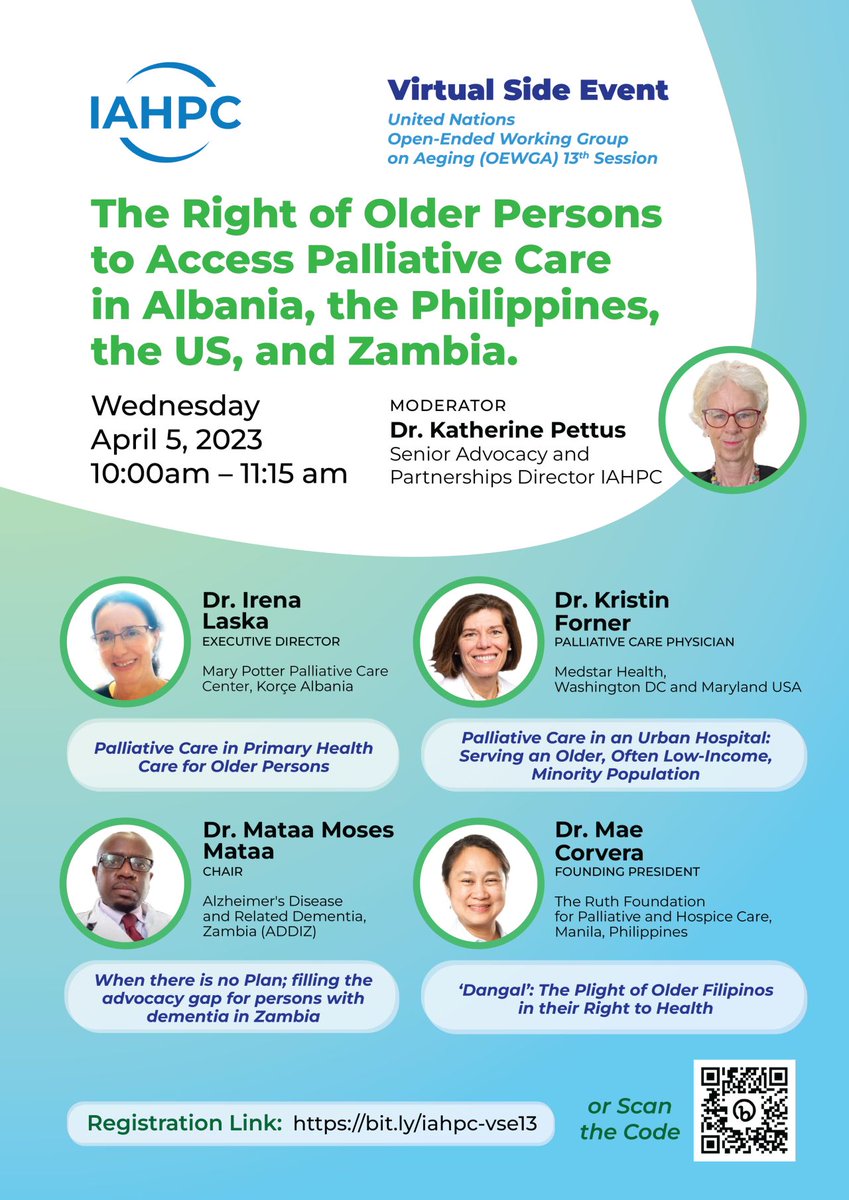 doctavic's tweet photo. Join @IAHPC  at @UN 13th Open-ended Working Group on Ageing and learn about #palliativecare services for older patients.  Showing the way to a rights-based approach in #Albania #Philippines #USA #Zambia April 5 10am EDT/ 3pm BST https://t.co/SQ6cxOCwcU #OWEGA #AgeWithRights https://t.co/VrYu6cQ1CF