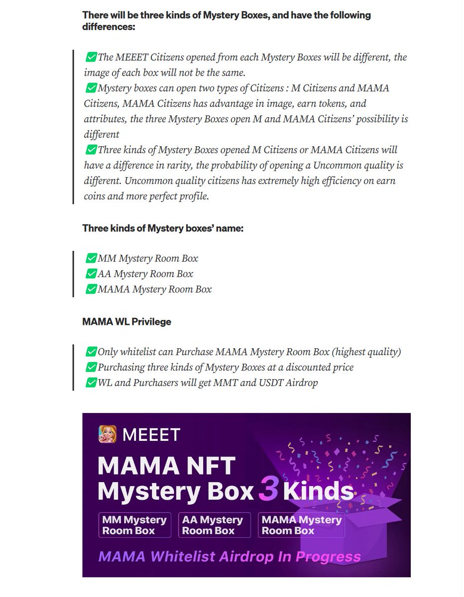 PlayPalOfficial's tweet photo. 📣MAMA NFT Mystery Box
Lateast news of MAMA NFT is coming!

MAMA WL campaign is ongoing, participate and invite friends to join to get WL, USDT, community points, Mystery Box and other airdrops.💪

🔗MEEET official website:https://t.co/GLdFCsRjGV

🔗Detail:https://t.co/j3E9yNSLYK https://t.co/QTnWI9QZUd