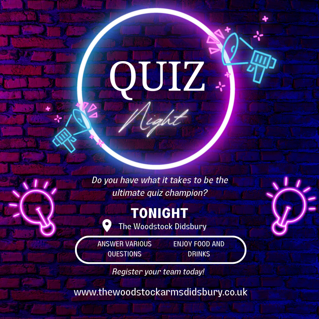 QUIZ NIGHT Every Tuesday at The Woodstock Arms Book your Team a table below shorturl.at/yFN28