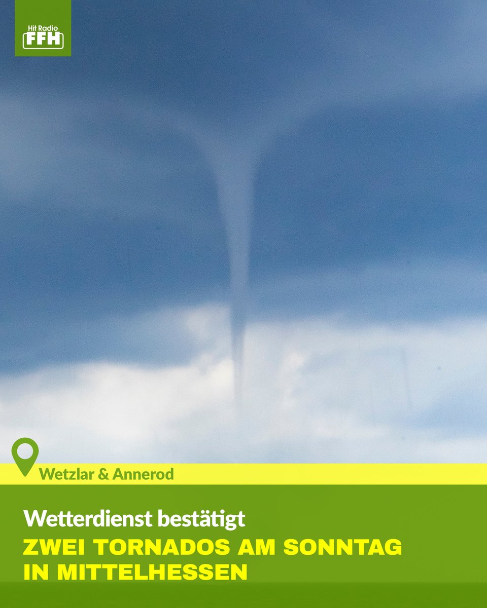 FFHde's tweet photo. Der eine #Tornado wirbelte durch #Wetzlar-Garbenheim gegen 16 Uhr, der zweite zog durch #Annerod bei #Gießen gegen 16.25 Uhr, sagt der #DWD-Tornado-Beauftragte Andreas Friedrich zu FFH. Mehr dazu:
👉 https://t.co/9pgUe4I12I https://t.co/8b6s8hzYAT