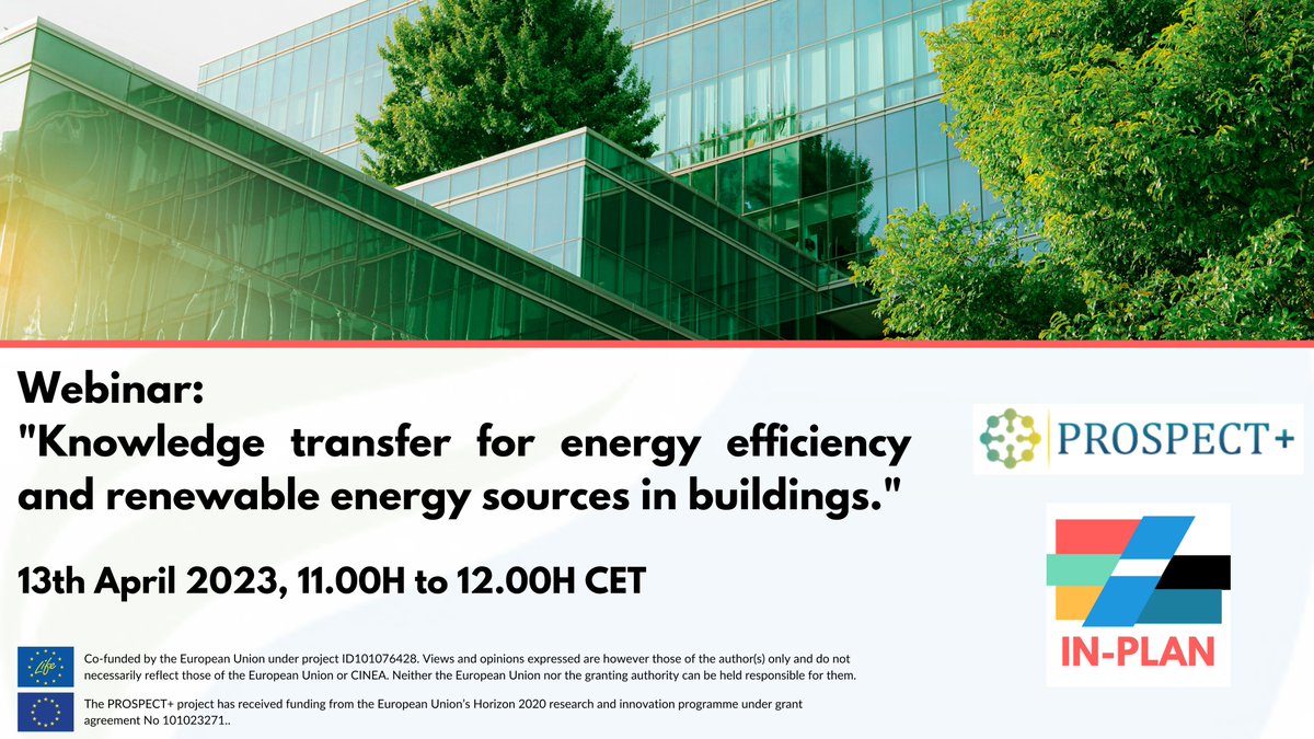 ieecp_org's tweet photo. 💡 Join us for the webinar on "Knowledge transfer for energy efficiency and renewable energy sources in buildings", organised by @EU_BUILDUP in collaboration with the #PROSPECTplus and #INPLAN projects!

More details and registration available here: https://t.co/S6KXbl1WvI https://t.co/dNXFIHvnnS