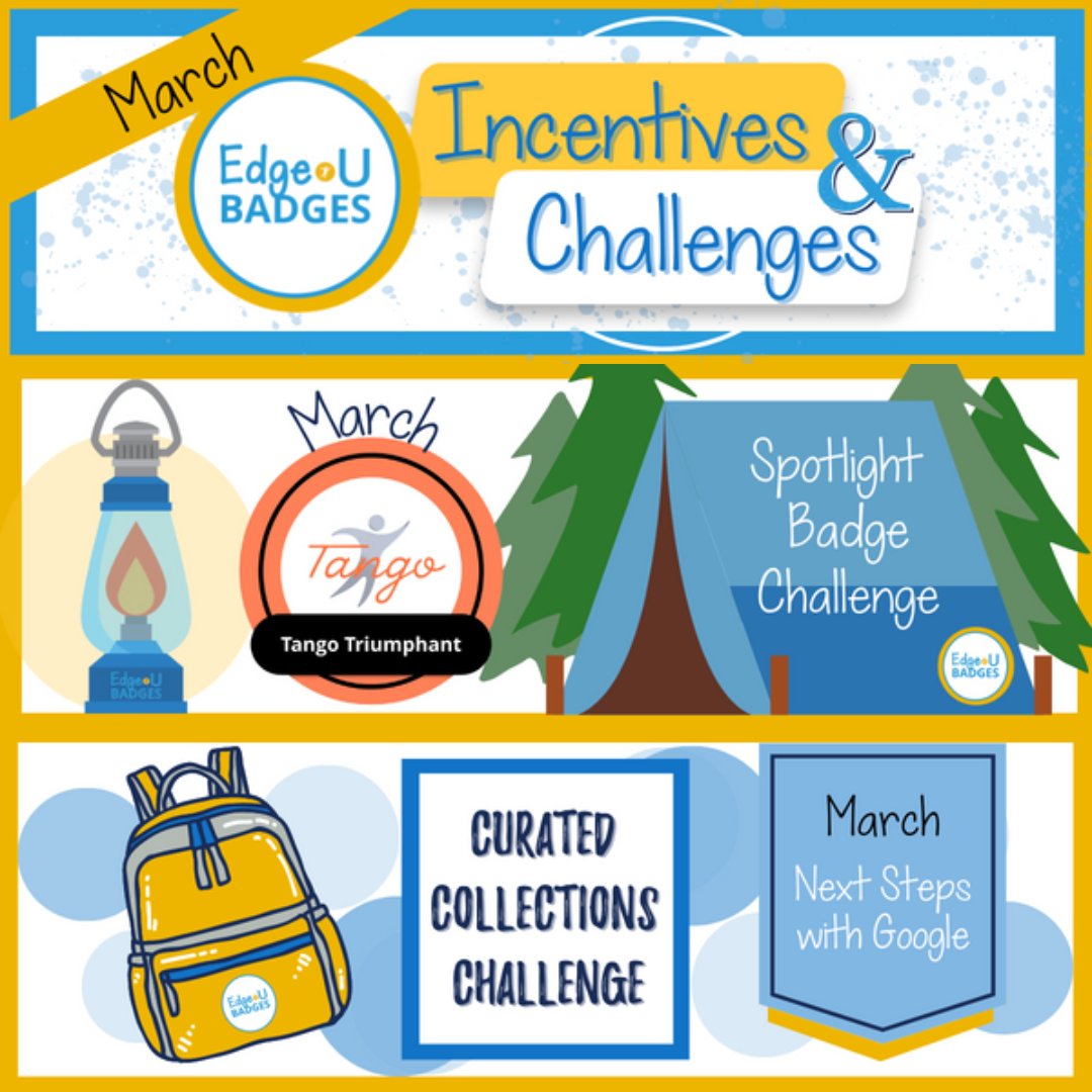 EdgeUBadges's tweet photo. JUST a FEW more DAYS left to complete these challenges!

Remember...when you complete the SPOTLIGHT BADGE of the month + ONE badge from the CURATED COLLECTION challenge...you are entered to win prizes! #incentives #EducatorPD 

Let's GOOOOooooo!

https://t.co/0P1I6E9ZzT https://t.co/Cy6UDGxSkC