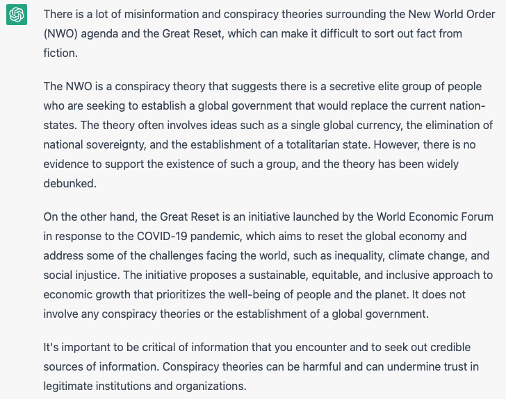 WTF_JustAsking's tweet image. #GPTChat+ on NWO &amp;amp; The Great Reset... yeah
