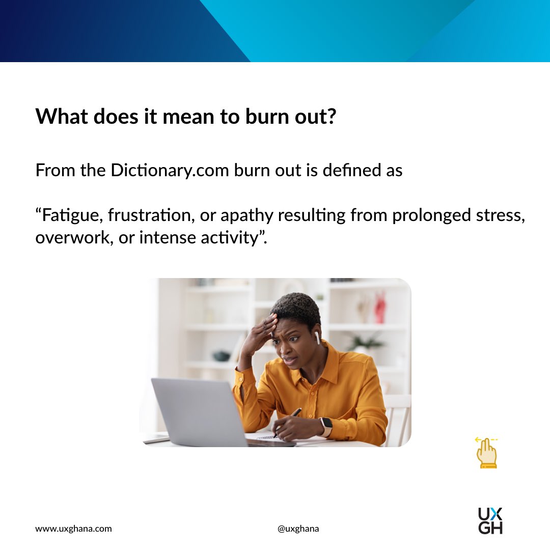 uxghana's tweet photo. Some tips on overcoming or recovering from burnout and how to knock out of it.

#mentalhealth #startups #design #lifestyle #health https://t.co/J4dIFVPisq