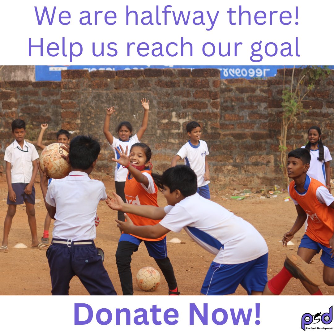 ProSportDev's tweet photo. With your help, we have reached half of our fundraising goal! Please continue to support us by donating through the link below, so that we can continue to deliver our Community Sports Program to 150 more children.
Donate now: https://t.co/YilzX0JfyZ https://t.co/QNPGgfDp3q